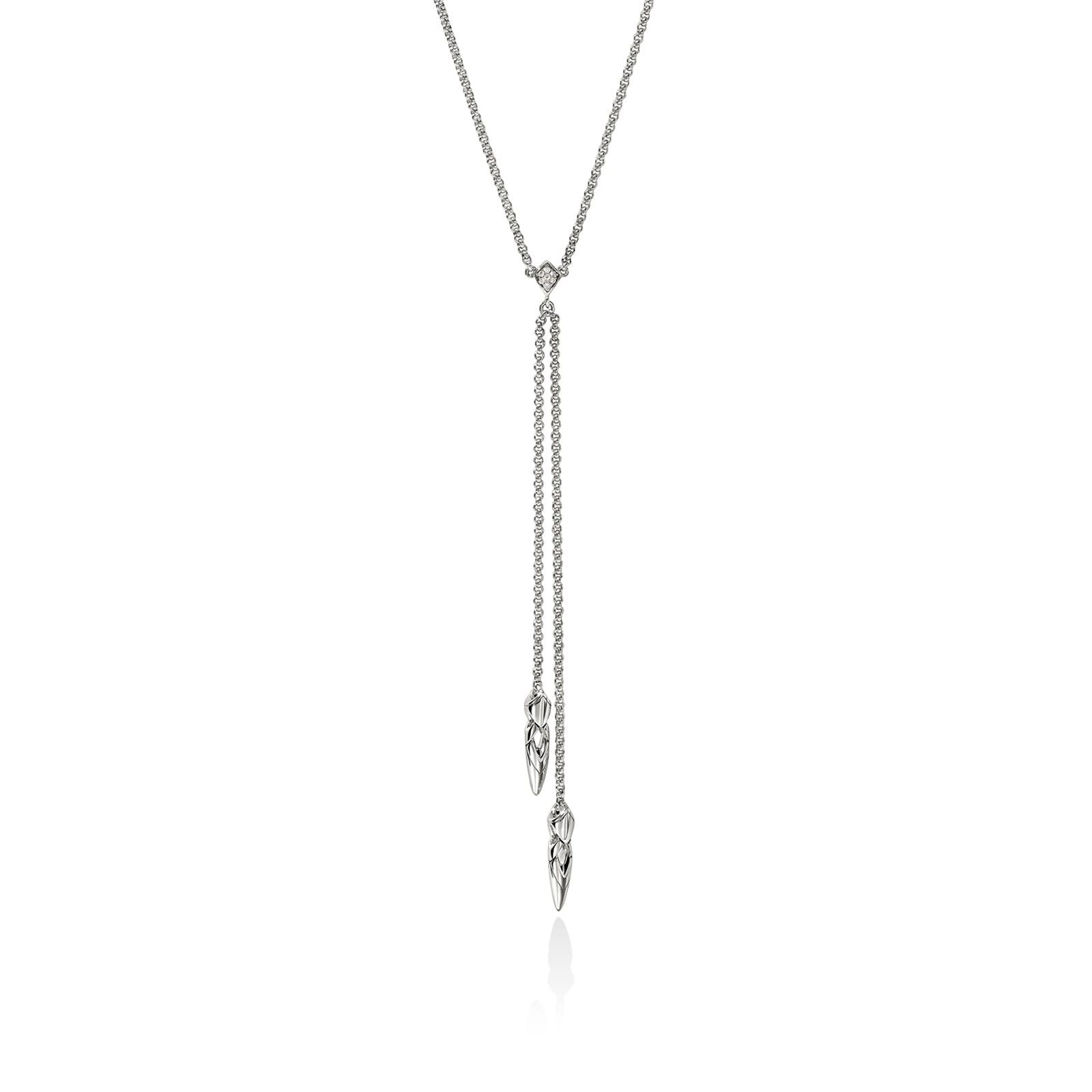John Hardy Sterling Silver Naga 0.03ctt Diamond Lariat Chain Necklace