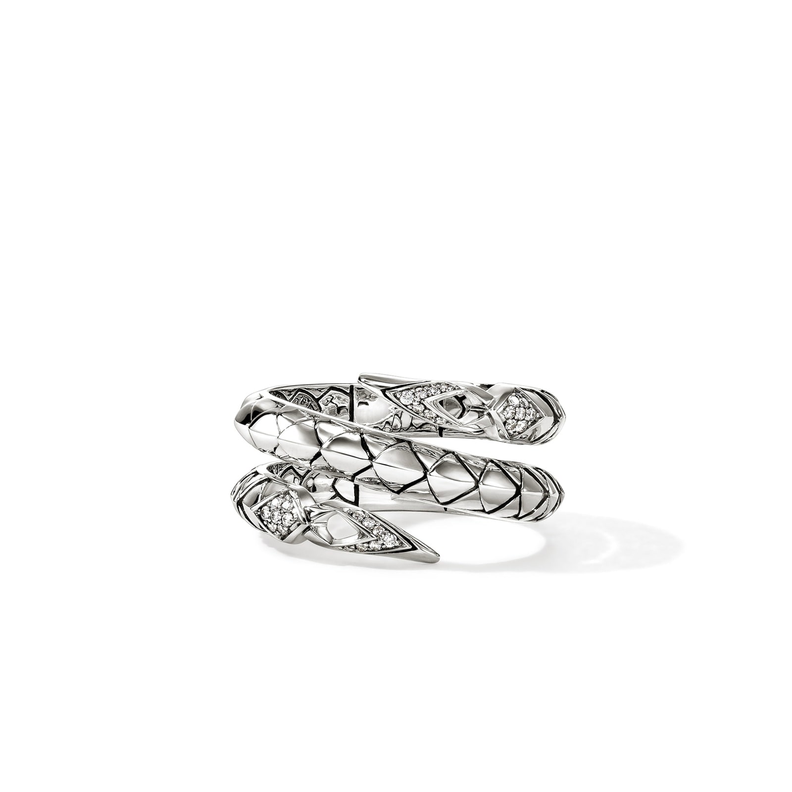 John Hardy Sterling Silver Naga 0.11cttw Diamond Double Bypass 