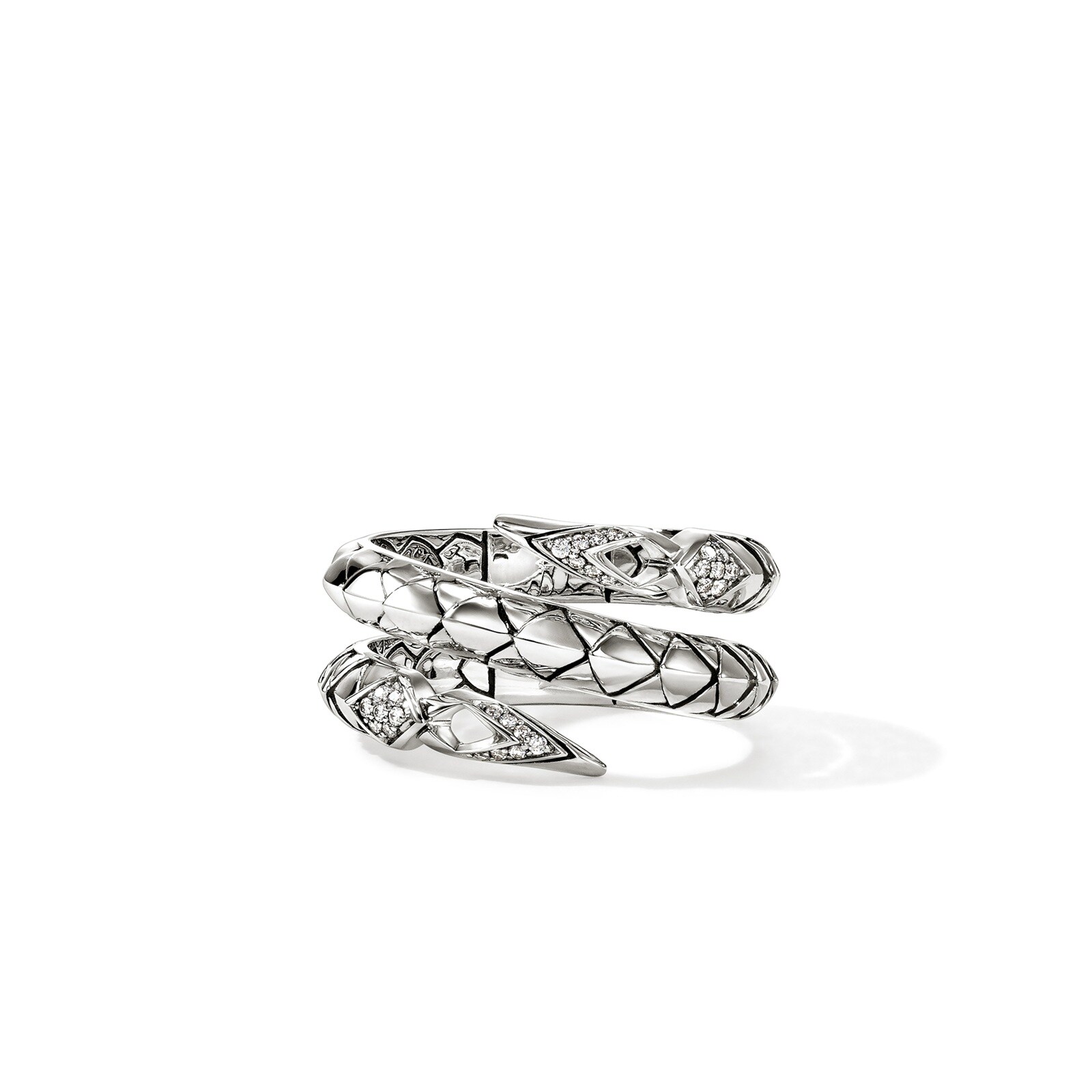 John Hardy Sterling Silver Naga 0.11cttw Diamond Double Bypass Ring - Ring Size 7