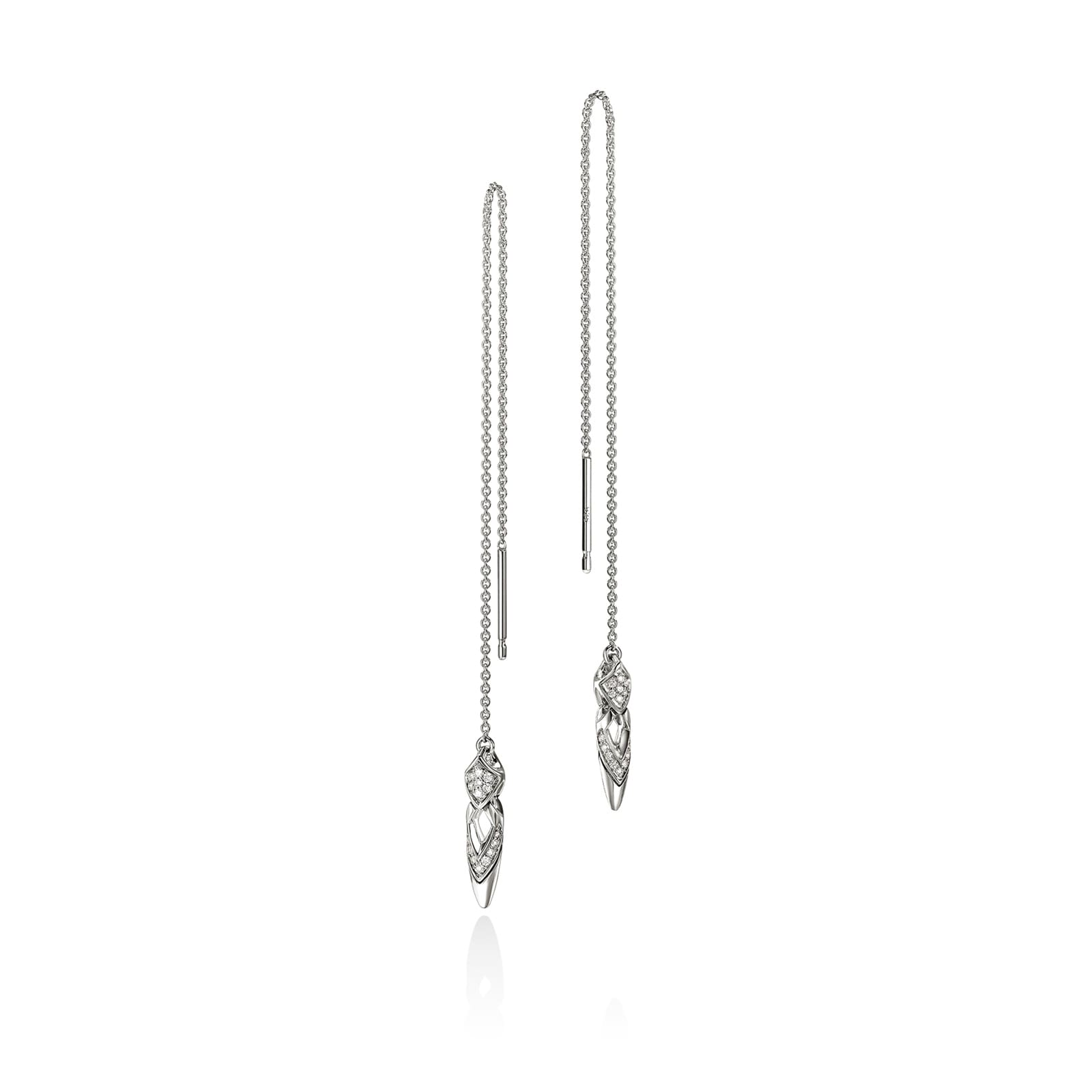 John Hardy Sterling Silver Naga 0.12cttw Diamond Drop Earrings