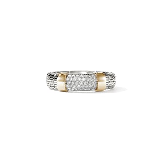 John Hardy Sterling Silver & 14K Yellow Gold JH Essential 0.28cttw Diamond Ring, 5mm - Ring Size 7