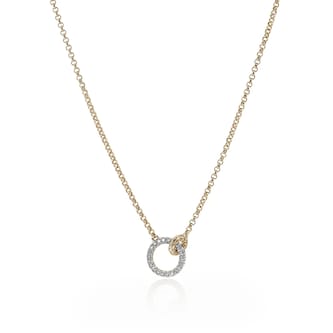 John Hardy 14K Yellow Gold JH Essentials 0.33cttw Pave Diamond Circle Necklace, 2mm