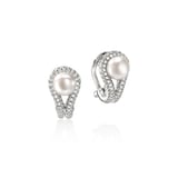 John Hardy Sterling Silver Surf 0.31cttw Diamond & Pearl Stud Earrings