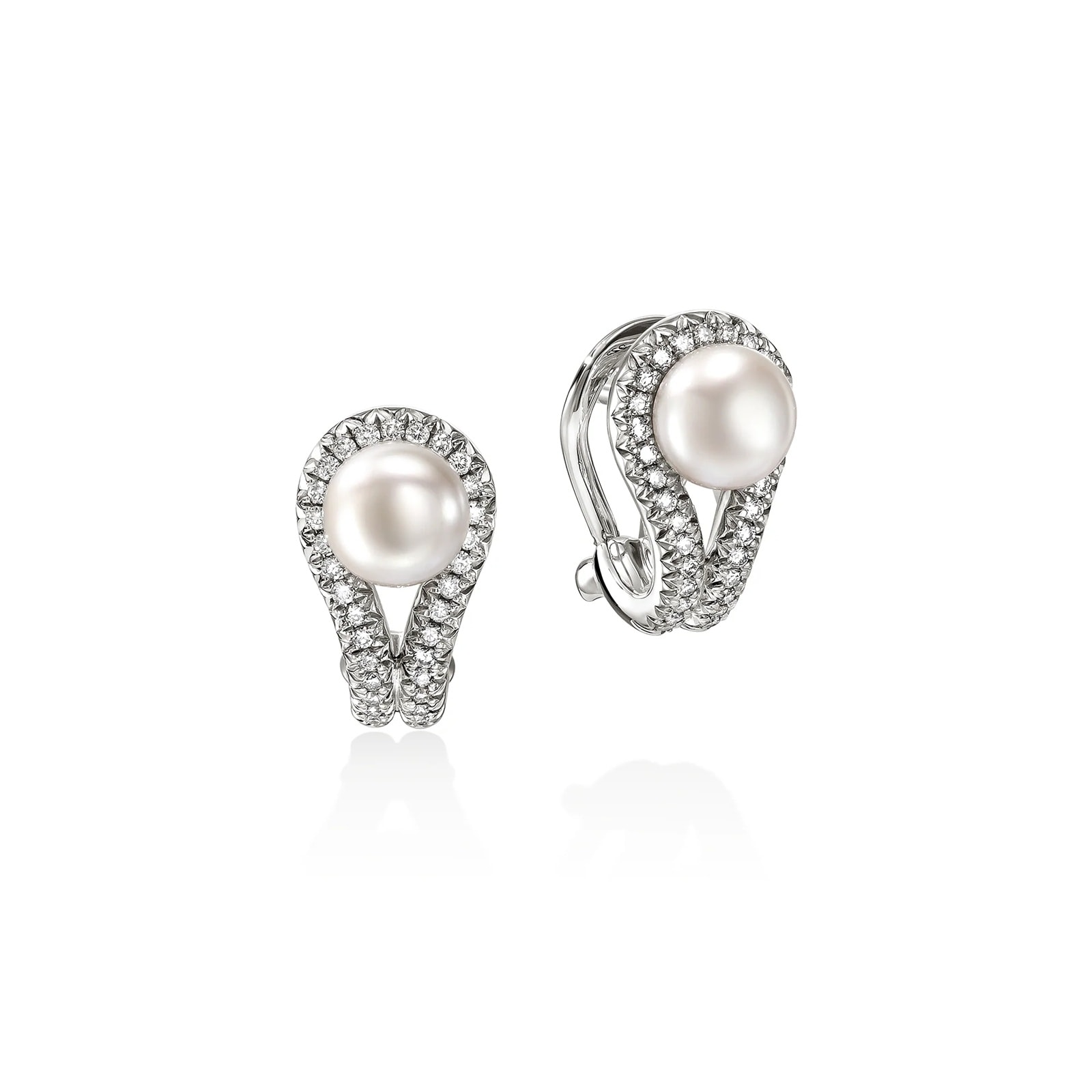 John Hardy Sterling Silver Surf 0.31cttw Diamond & Pearl Stud Earrings