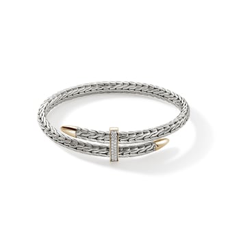 John Hardy Sterling Silver & 14K Yellow Gold Spear Diamond Flex Cuff Bracelet, 5.5mm - Size Small
