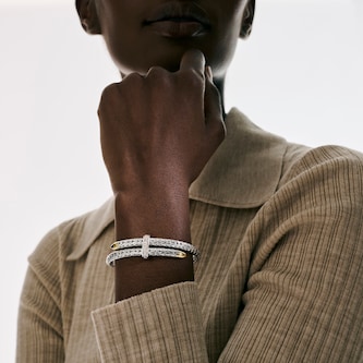 John Hardy Sterling Silver & 14K Yellow Gold Spear Diamond Flex Cuff Bracelet, 5.5mm - Size Small