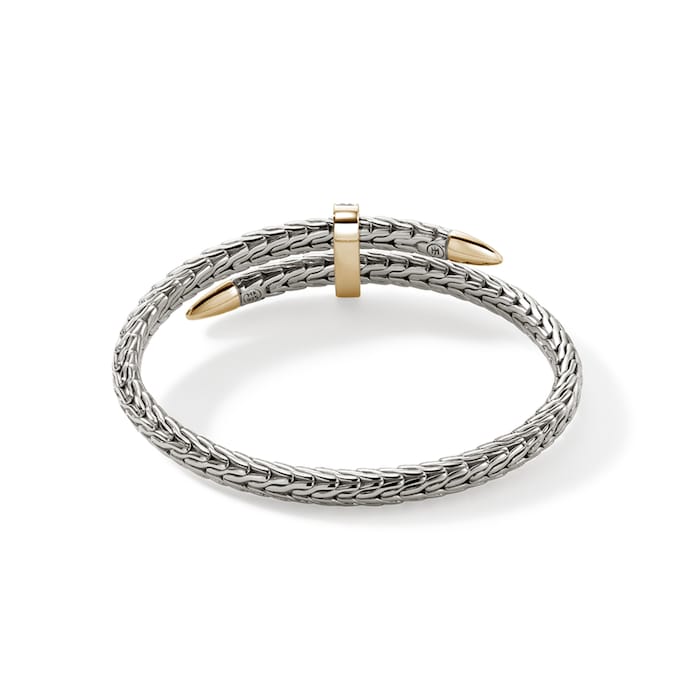 John Hardy Sterling Silver & 14K Yellow Gold Spear Diamond Flex Cuff Bracelet, 5.5mm - Size Small