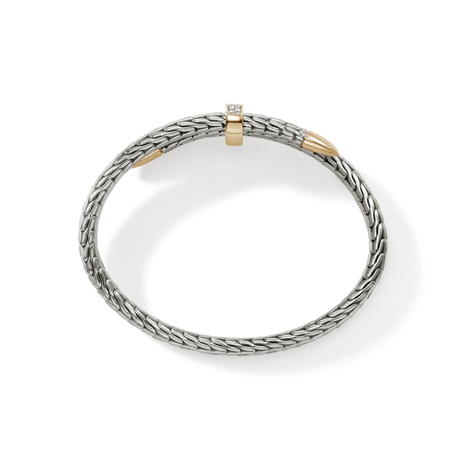 John Hardy Sterling Silver & 14K Yellow Gold Spear Diamond Flex Cuff Bracelet, 5.5mm - Size Small