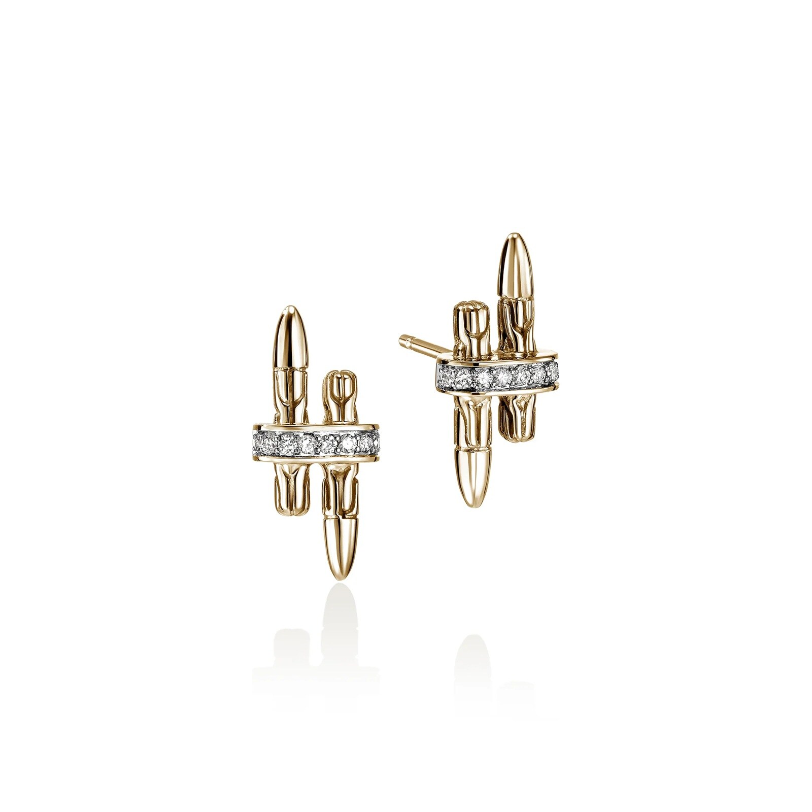 14K Yellow Gold Spear 0.12cttw Diamond Stud Earrings