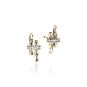 John Hardy 14K Yellow Gold Spear 0.12cttw Diamond Stud Earrings