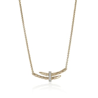 John Hardy 14K Yellow Gold Spear 0.06cttw Diamond Station Necklace