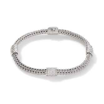 John Hardy Sterling Silver Icon 0.73cttw Diamond Bracelet, 5mm - Size Medium