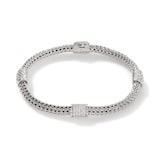 John Hardy Sterling Silver Icon 0.73cttw Diamond Bracelet, 5mm - Size Medium