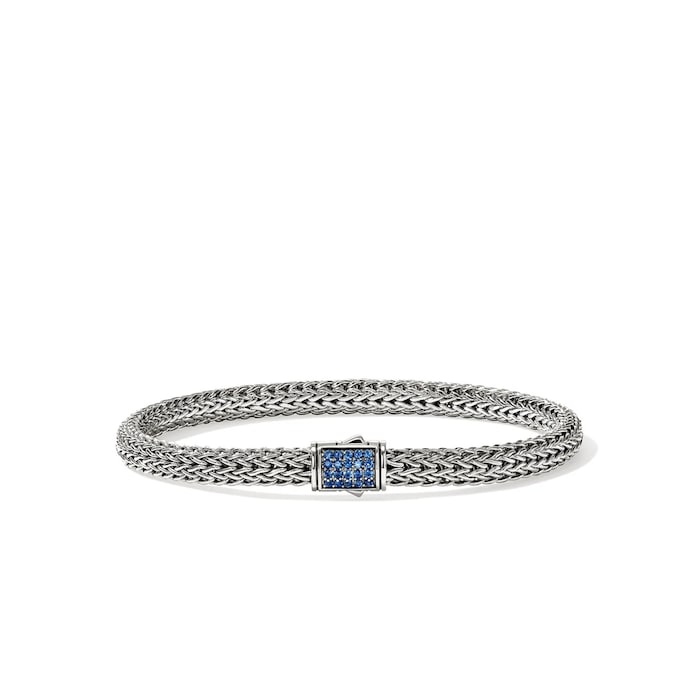 John Hardy Sterling Silver Icon Black & Blue Sapphire Reversible Bracelet, 6.5mm - Size Medium