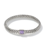 John Hardy Sterling Silver Icon Black Sapphire & Amethyst Reversible Bracelet, 6.5mm - Size Medium