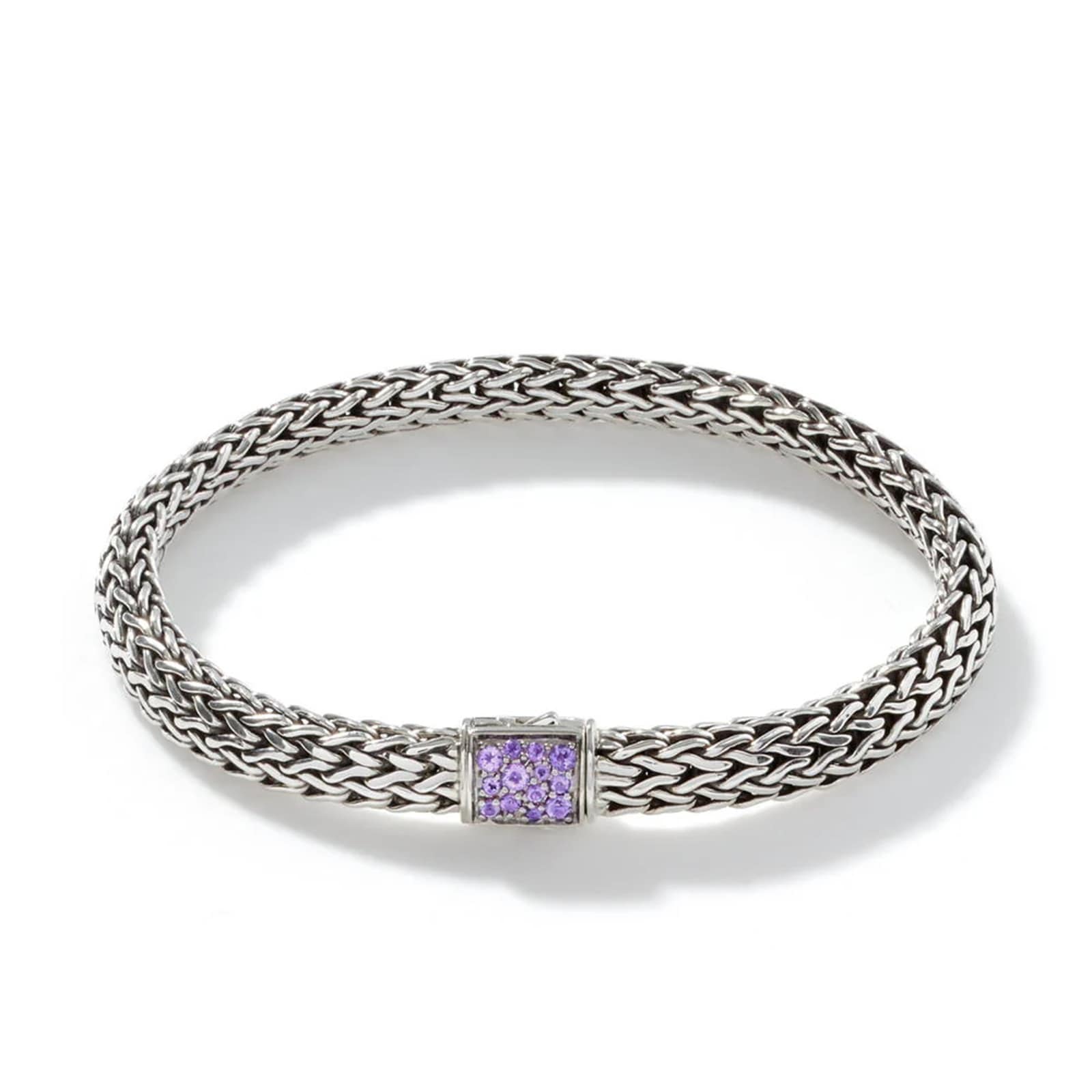 John Hardy Sterling Silver Icon Black Sapphire & Amethyst Reversible Bracelet, 6.5mm - Size Medium