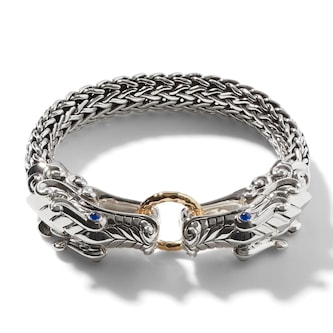 John Hardy Sterling Silver & 18K Yellow Gold Naga Blue Sapphire Dragon Bracelet, 10.5mm - Size Large