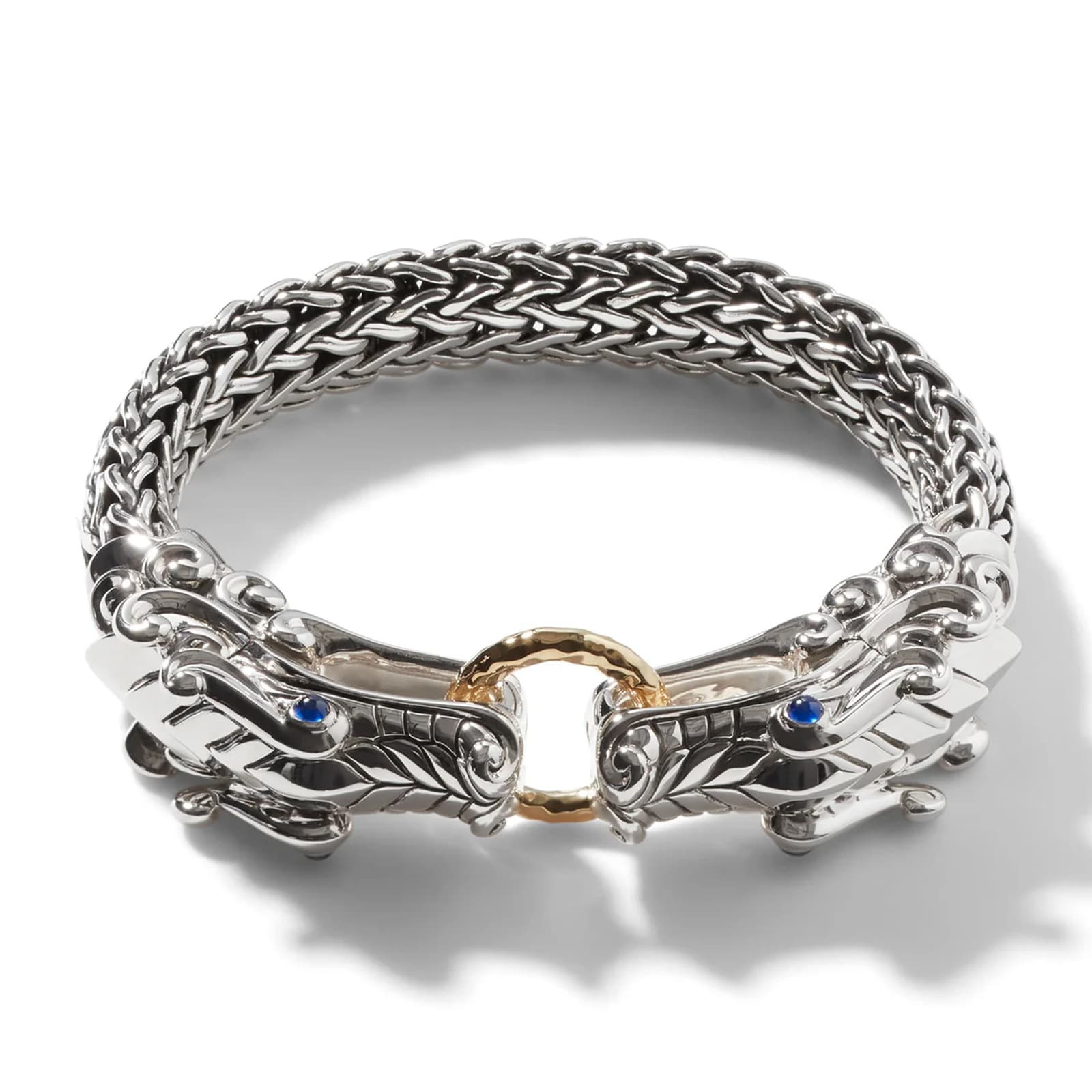 John Hardy Sterling Silver & 18K Yellow Gold Naga Blue Sapphire Dragon Bracelet, 10.5mm - Size Large