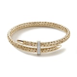John Hardy 14K Yellow Gold Spear 0.24cttw Diamond Cuff Bracelet, 5.5mm - Size Medium