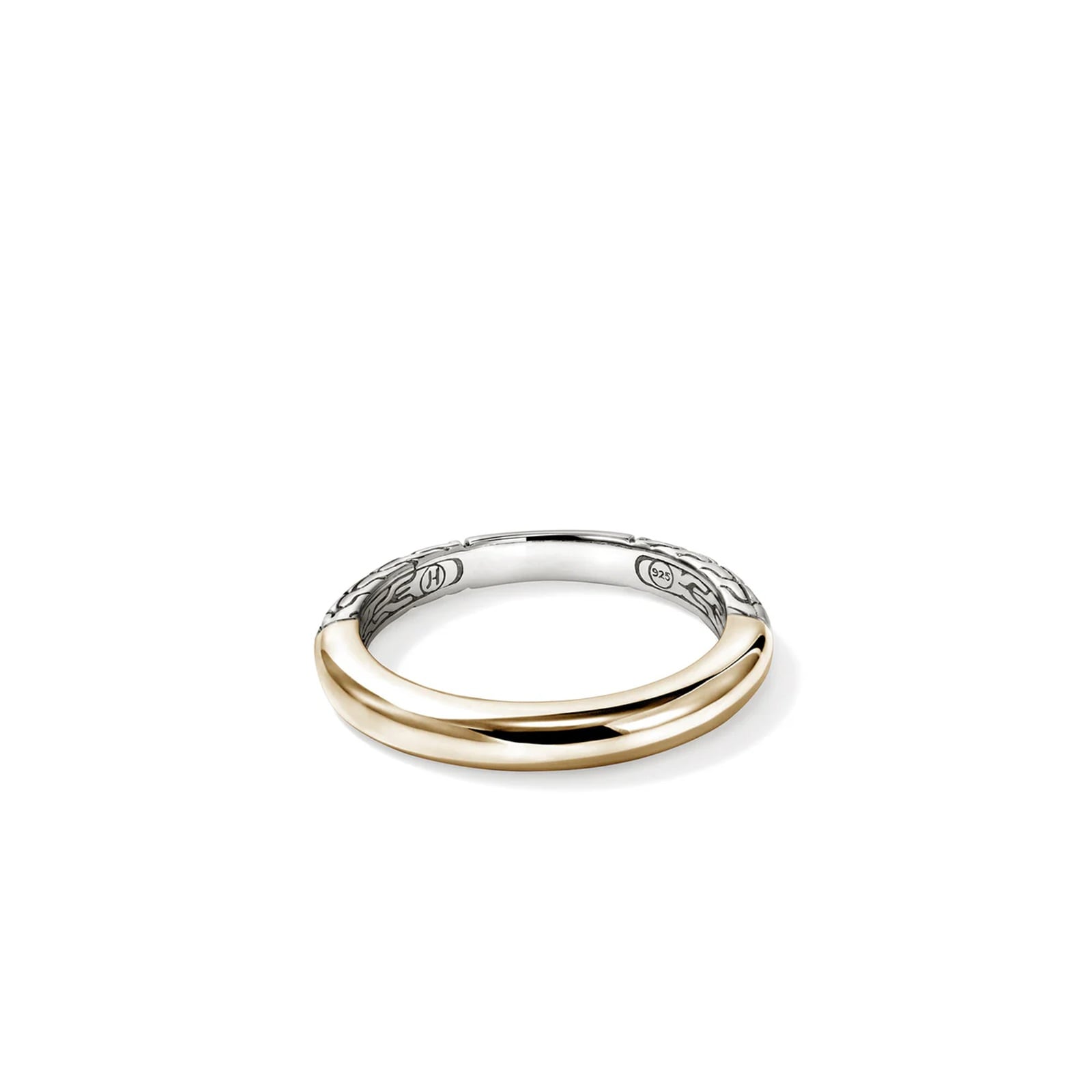 John Hardy 14K Yellow Gold & Sterling Silver JH Essential Band Ring, 3mm  - Ring Size 7