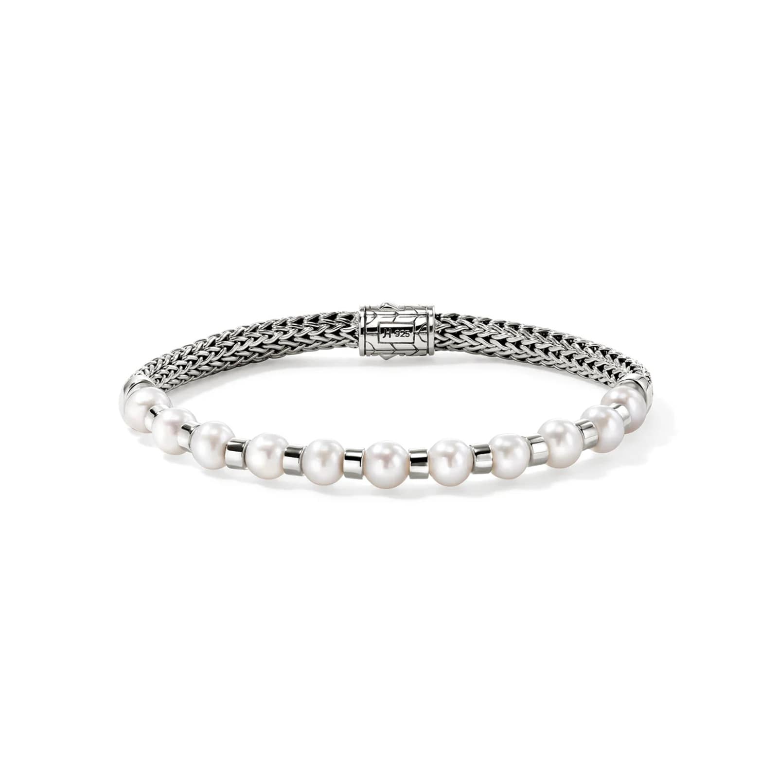 John Hardy Sterling Silver JH Essential Pearl Bracelet - Size