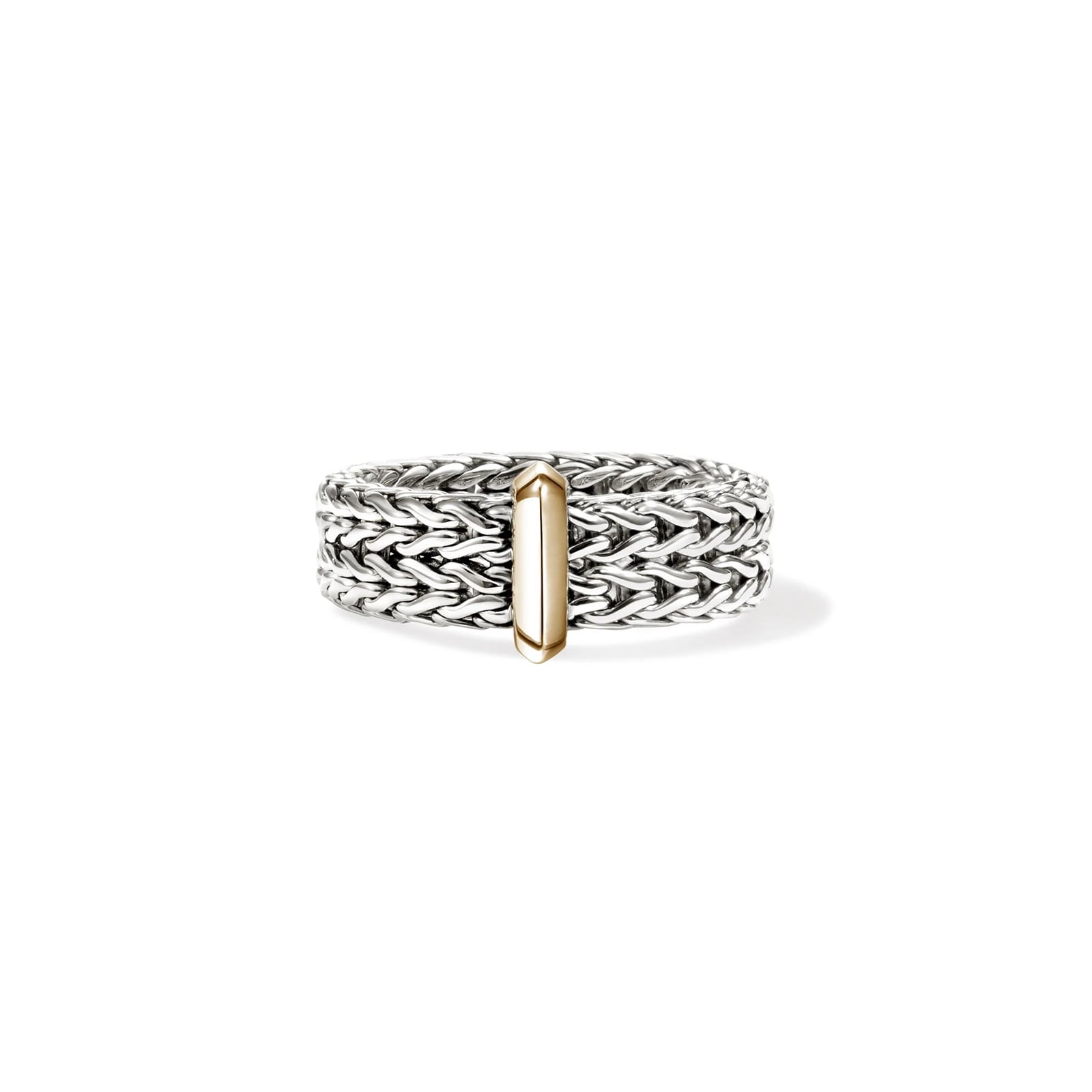 John Hardy Sterling Silver & 14k Yellow Gold Icon Link Bar Ring, 6mm - Ring Size 7