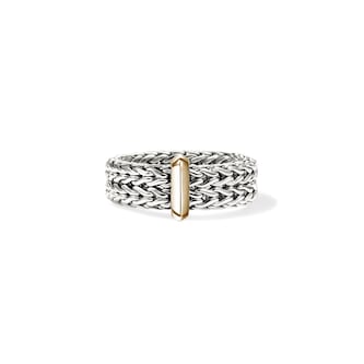 John Hardy Sterling Silver & 14k Yellow Gold Icon Link Bar Ring, 6mm - Ring Size 7