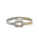 John Hardy 14K Yellow Gold & Sterling Silver Love Knot Double Row Bracelet, 7mm - Size Medium