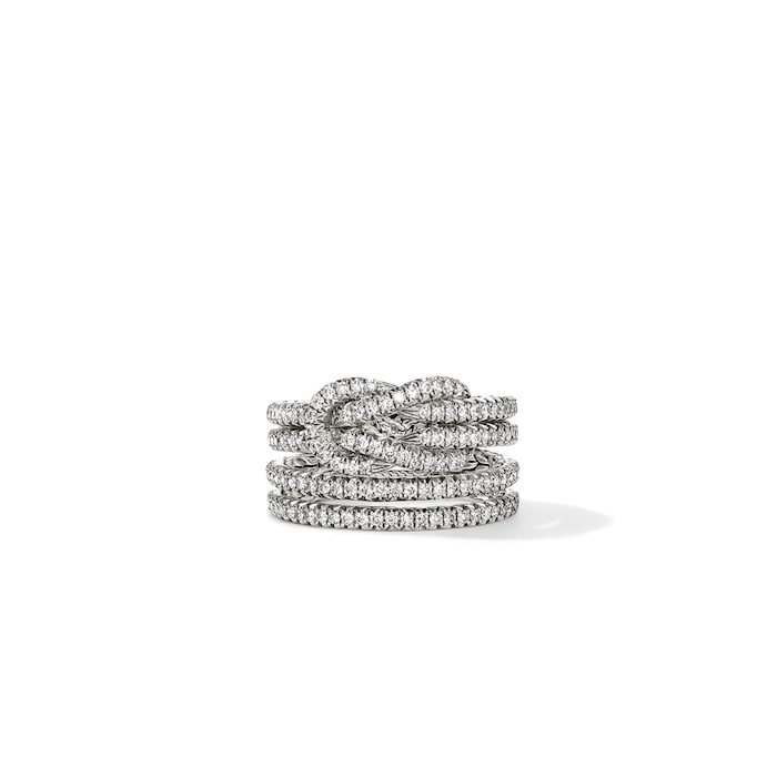 John Hardy Sterling Silver Love Knot 0.99cttw Diamond Ring - Ring Size 8