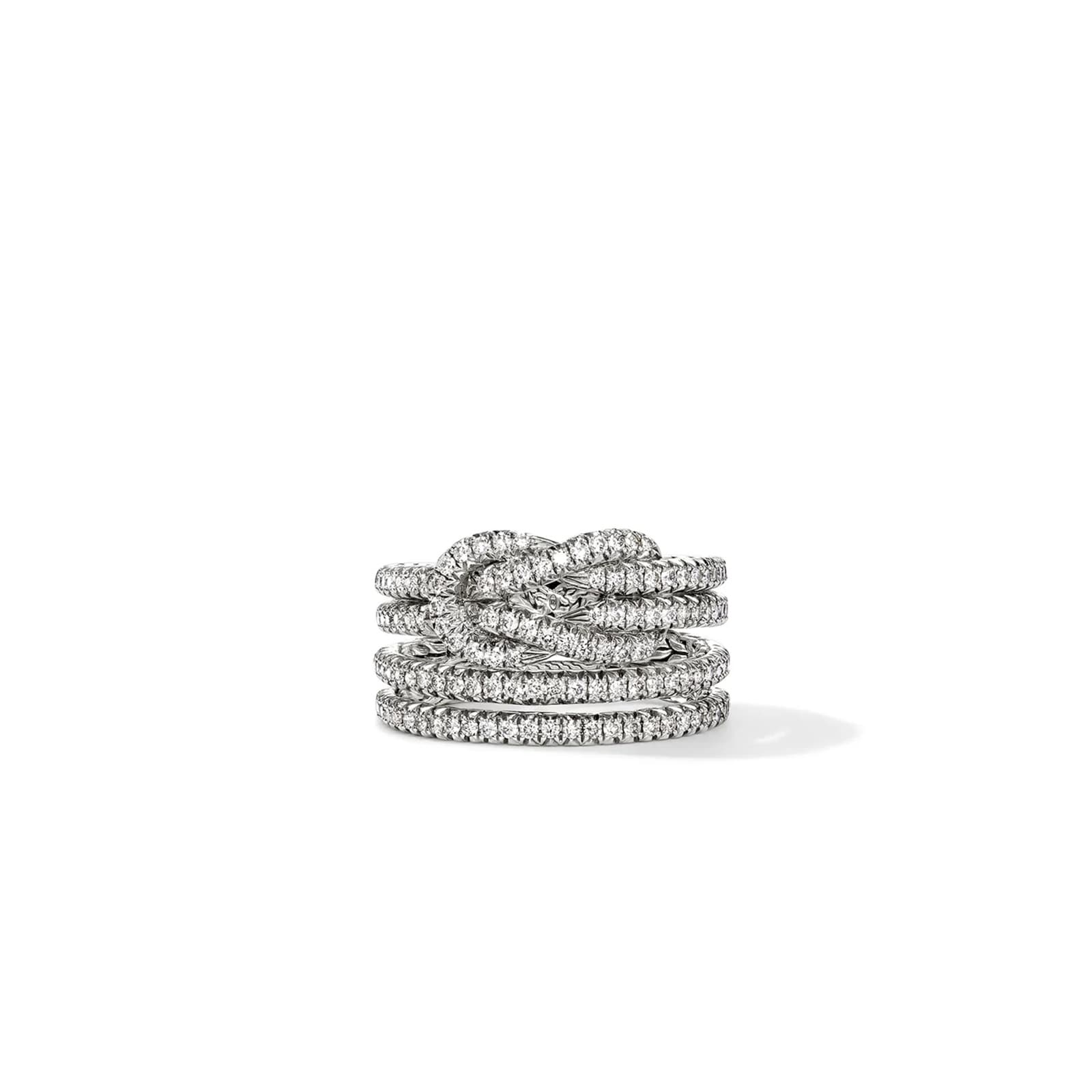 John Hardy Sterling Silver Love Knot 0.99cttw Diamond Ring - Ring Size 8