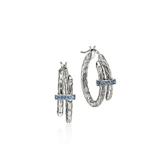 John Hardy Sterling Silver Spear Blue Sapphire Hoop Earrings, 22.5mm