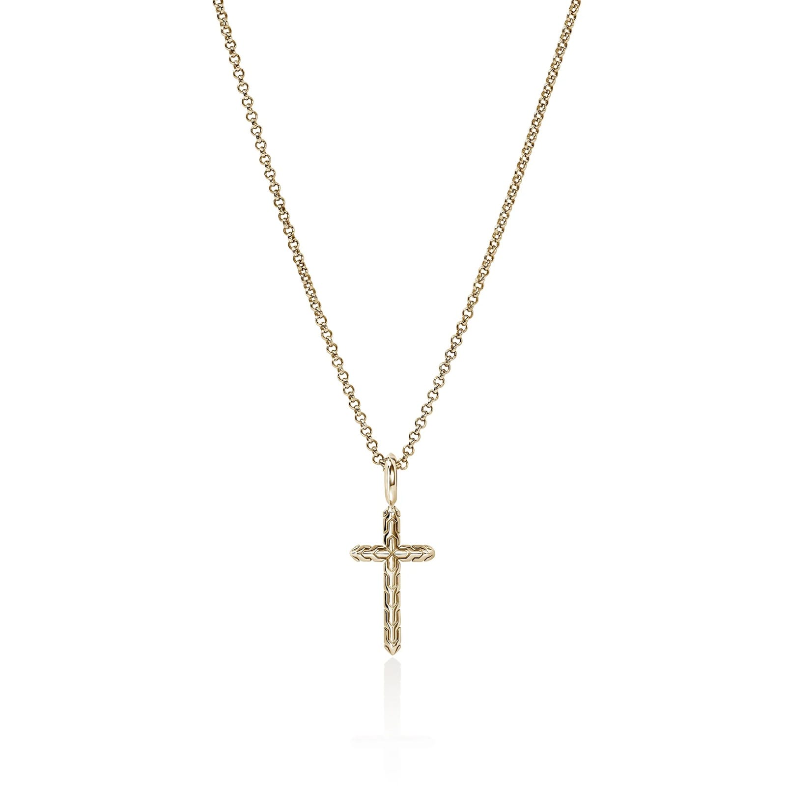 John Hardy 14K Yellow Gold JH Essential Cross Pendant Necklace