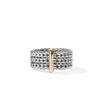 John Hardy Sterling Silver & 14K Yellow Gold Icon Link Bar Ring, 9mm - Ring Size 8