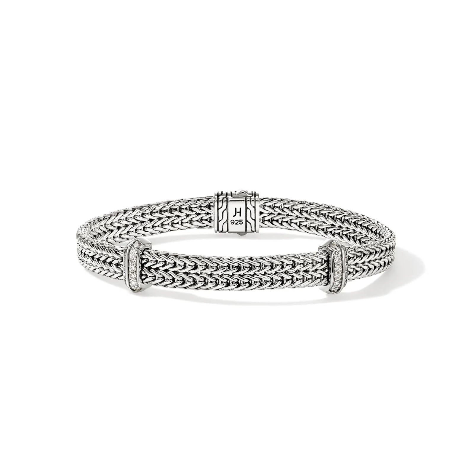 John Hardy Sterling Silver Icon Link 0.33cttw Diamond Bracelet, 6mm - Size Medium