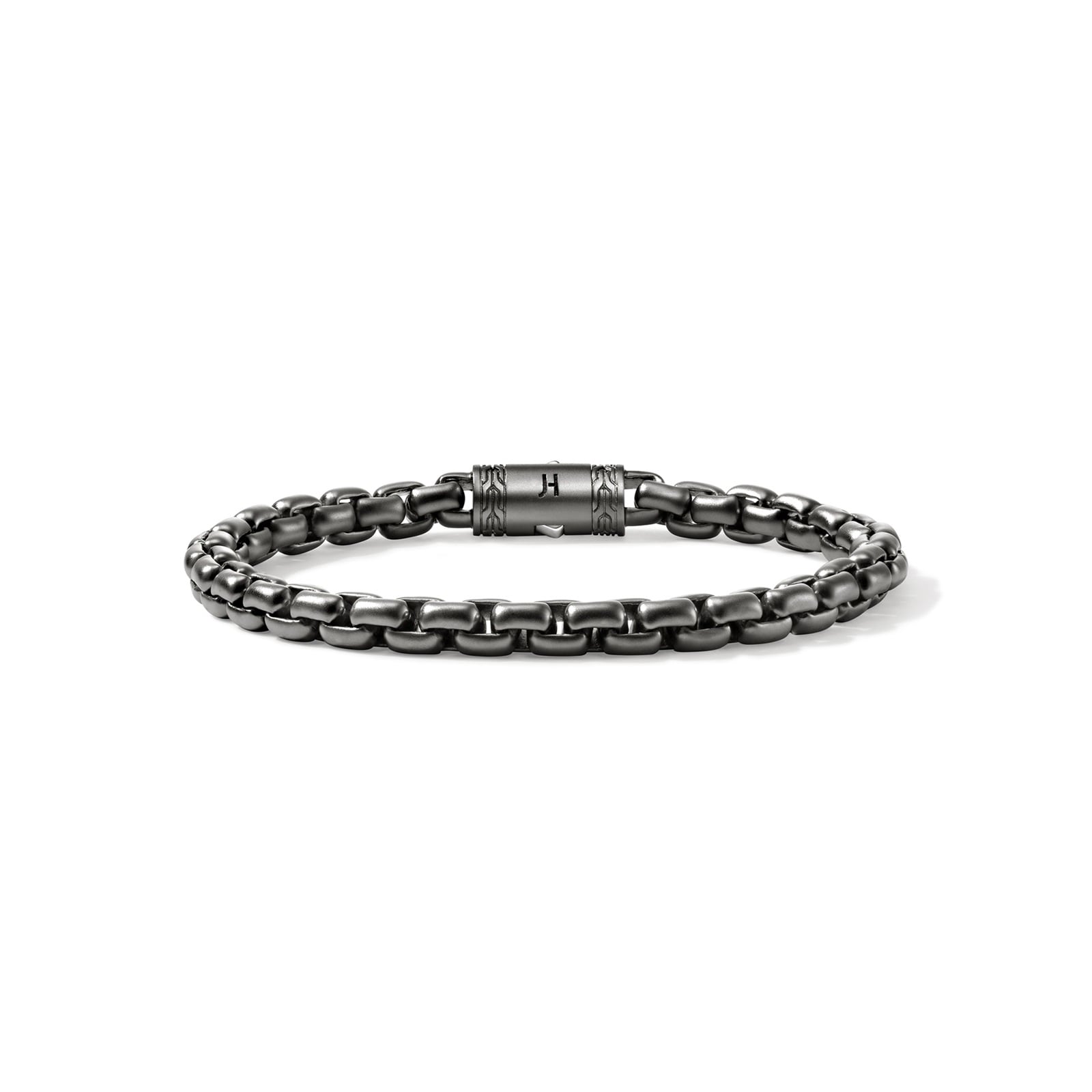 John Hardy Dark Silver Box Chain Bracelet, 6mm - Size Large