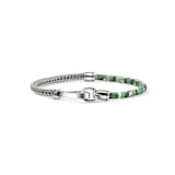 John Hardy Sterling Silver Heishi Emerald Bracelet - Size Large