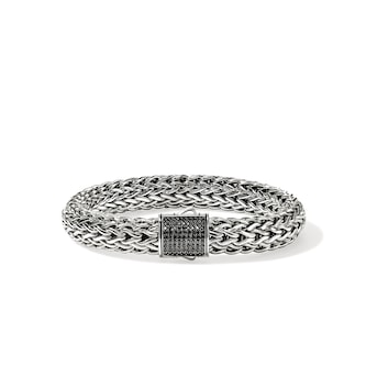 John Hardy Sterling Silver Icon Black Sapphire Bracelet - Size Large