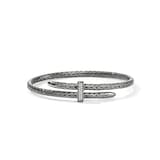John Hardy Dark Silver Spear 0.16cttw Diamond Bracelet, 4mm - Size Medium