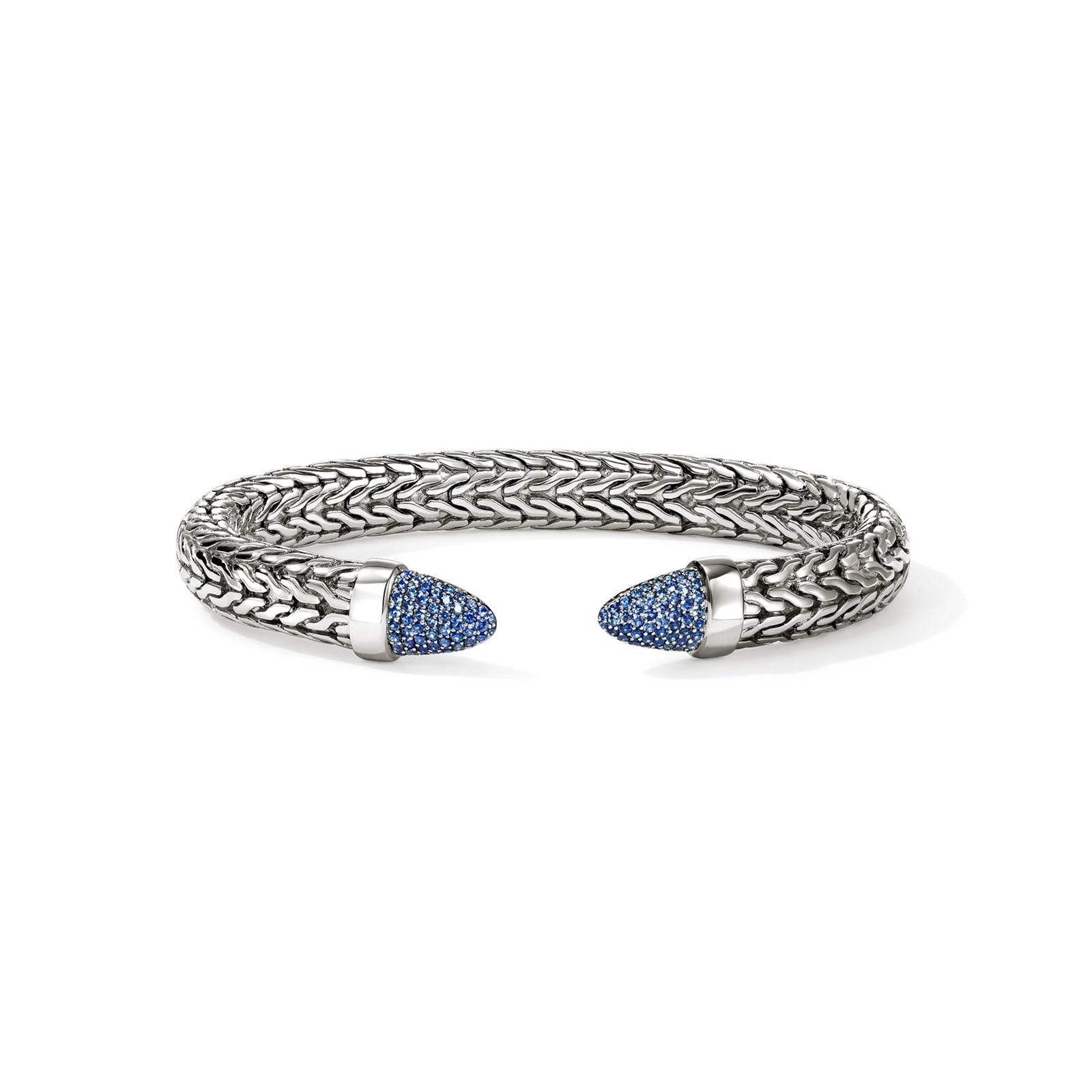 John Hardy Sterling Silver Spear 50 Blue Sapphire Bracelet - Size Medium
