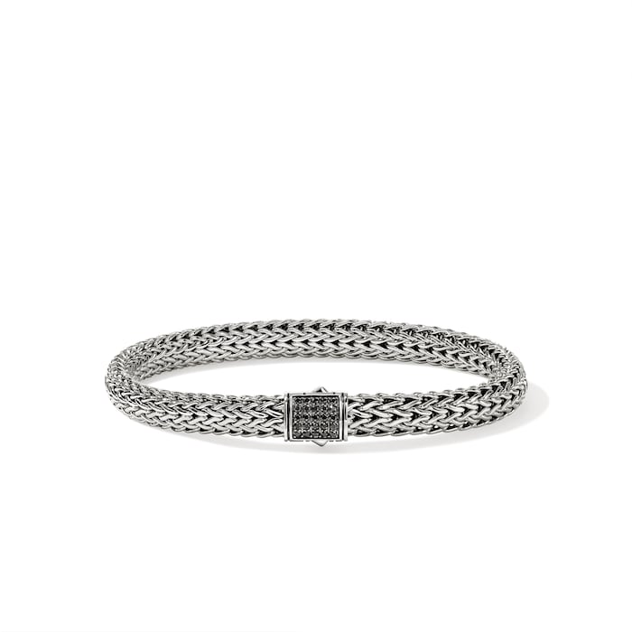 John Hardy Sterling Silver Icon Black Sapphire Bracelet, 6.5mm - Size Extra Large