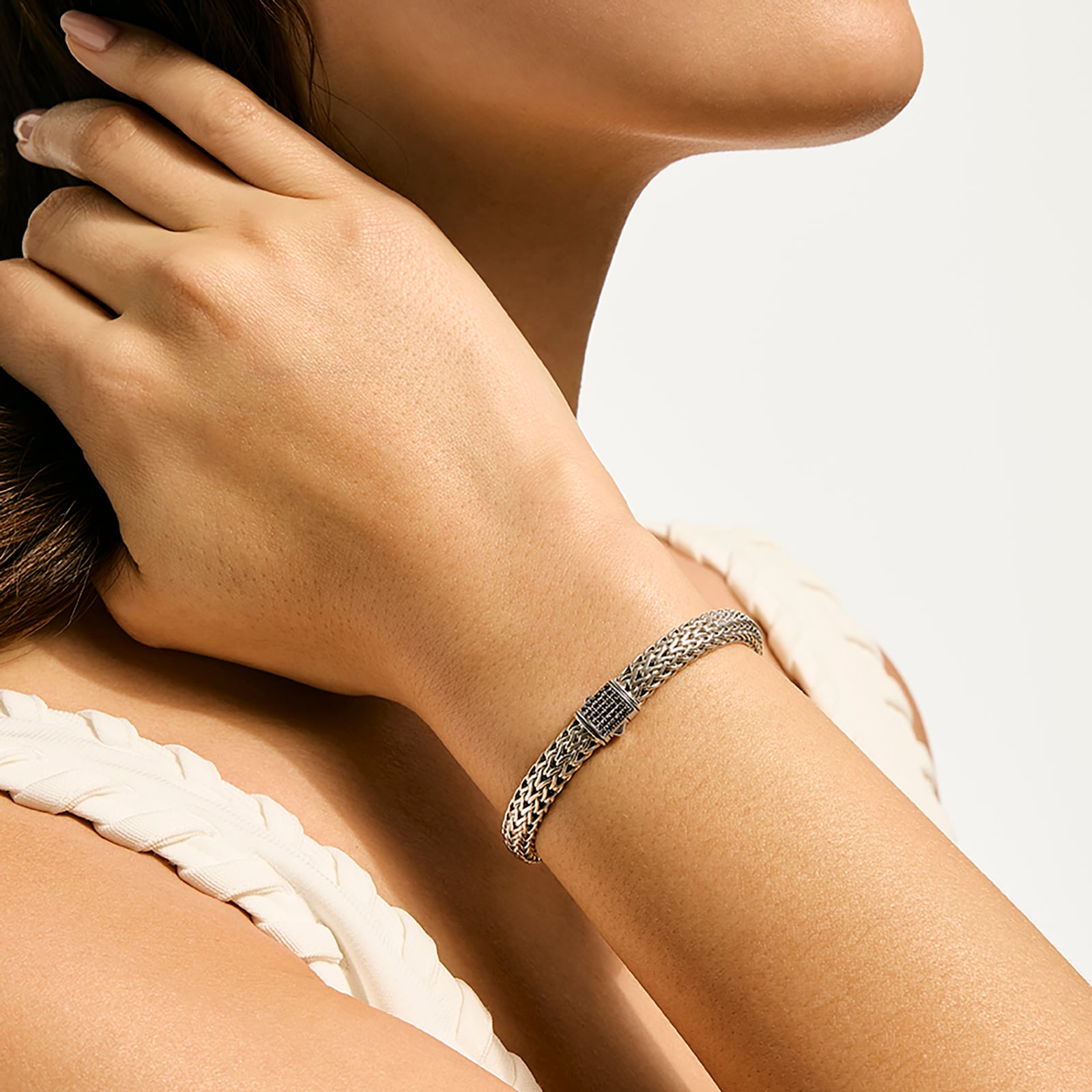 John Hardy Sterling Silver Icon Black Sapphire Bracelet, 7.5mm - Size Medium