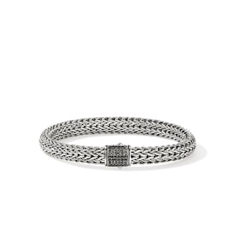 John Hardy Sterling Silver Icon Black Sapphire Bracelet, 7.5mm - Size Large