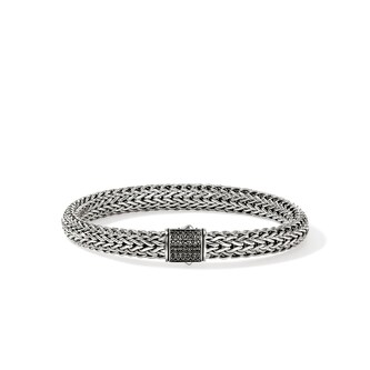 John Hardy Sterling Silver Icon Black Sapphire Bracelet, 7.5mm - Size Extra Large