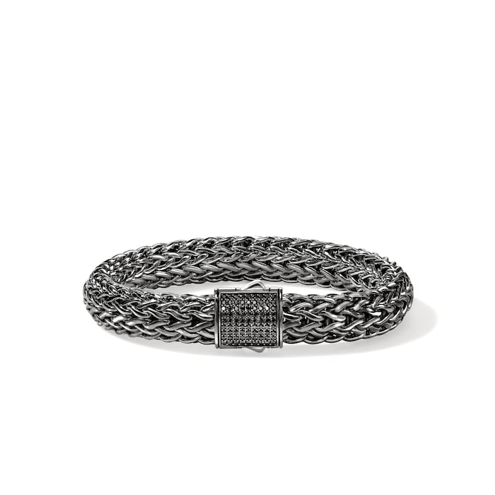 John Hardy Dark Silver Icon Black Sapphire Bracelet, 10.5mm - Size Large