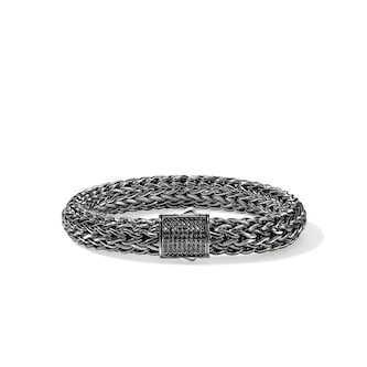 John Hardy Dark Silver Icon Black Sapphire Bracelet, 10.5mm - Size Extra Large