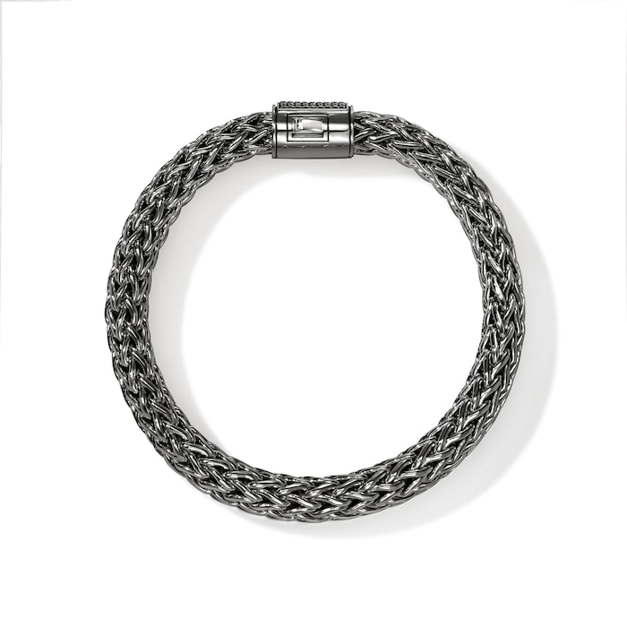 John Hardy Dark Silver Icon Black Sapphire Bracelet, 10.5mm - Size Extra Large