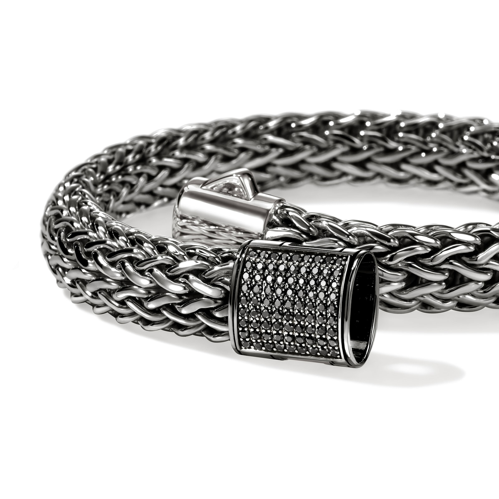 John Hardy Dark Silver Icon Black Sapphire Bracelet, 10.5mm - Size Extra Large