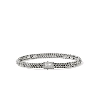John Hardy Sterling Silver Icon Diamond Bracelet, 5mm - Size Small