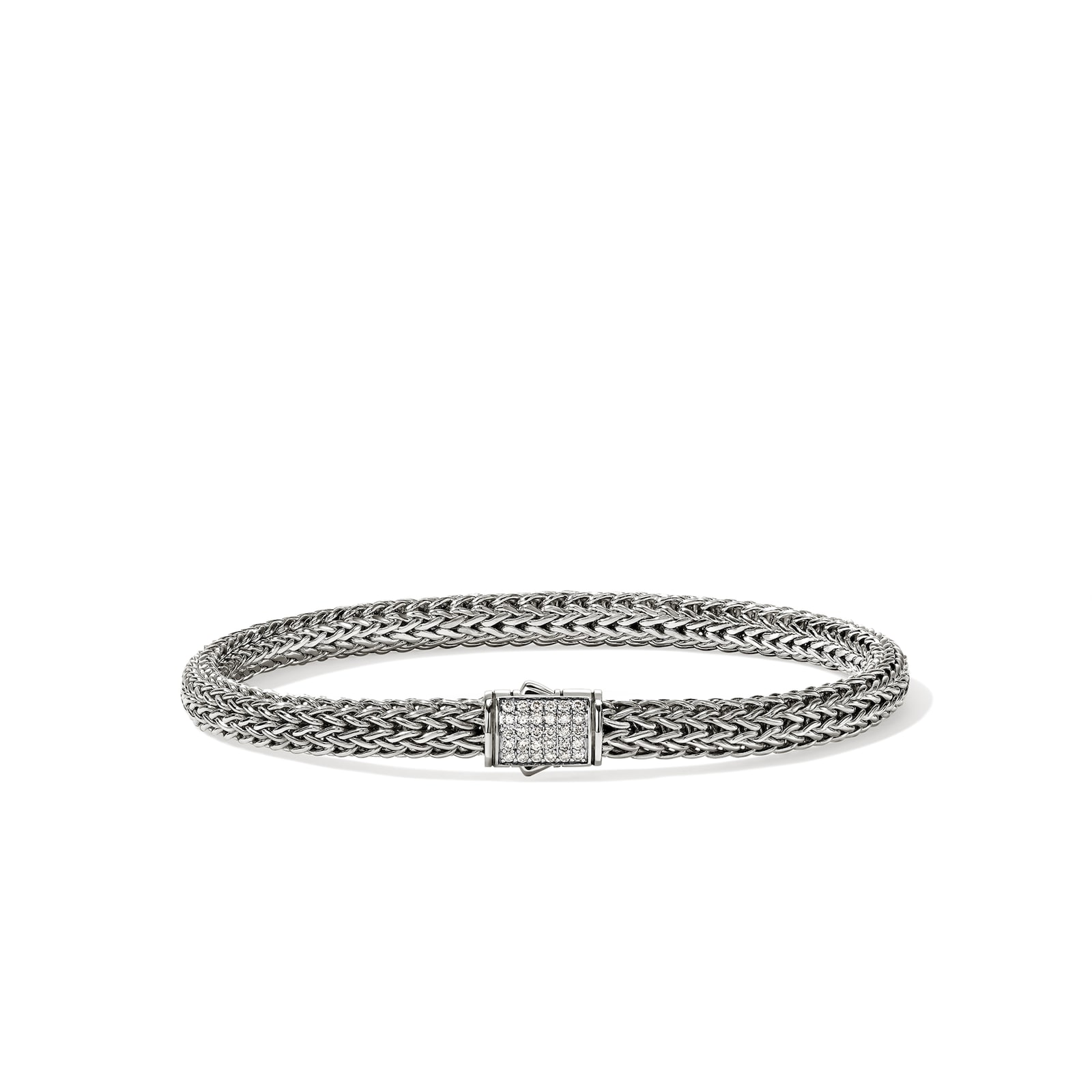 John Hardy Sterling Silver Icon Diamond Bracelet, 5mm - Size Small