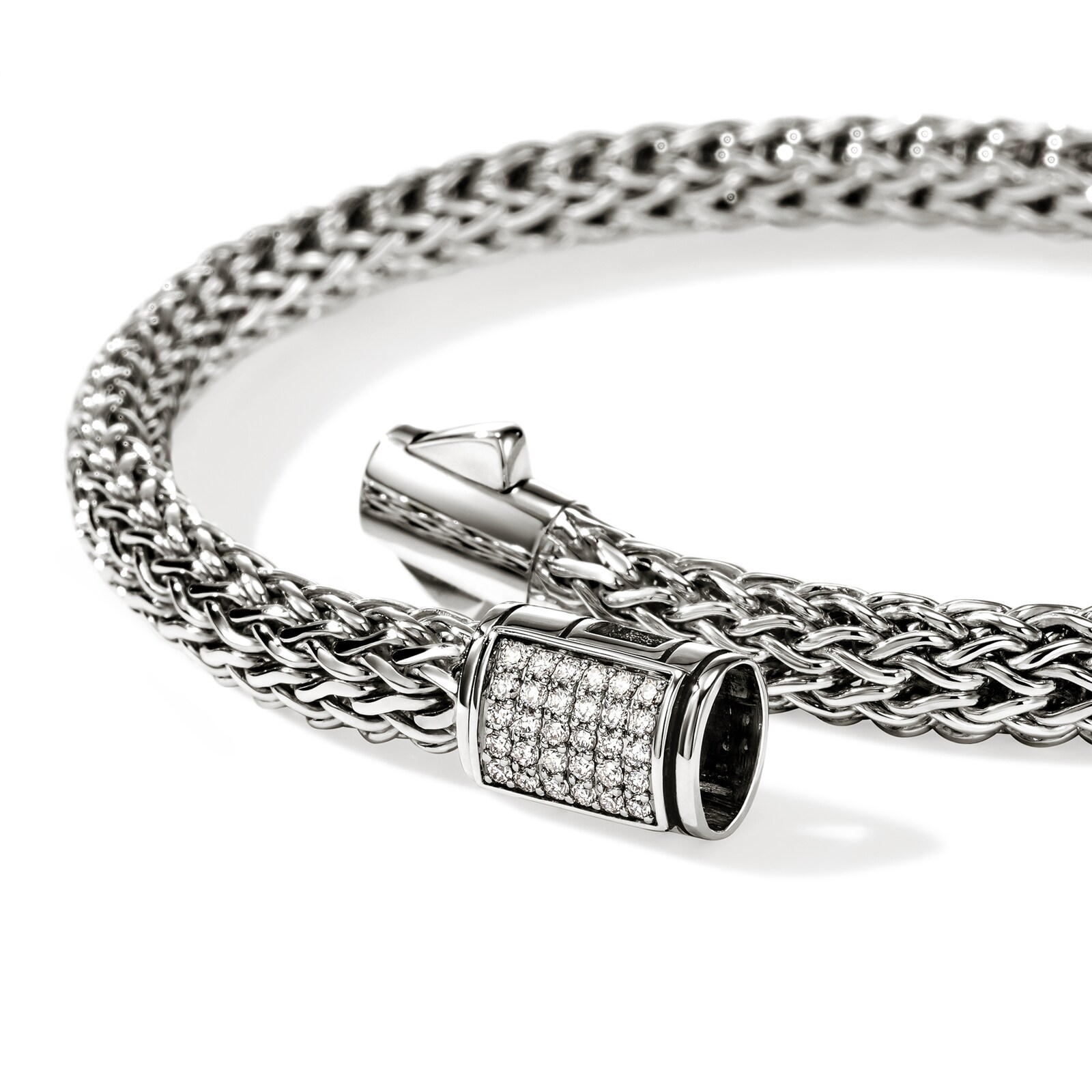 John Hardy Sterling Silver Icon Diamond Bracelet, 5mm - Size Small